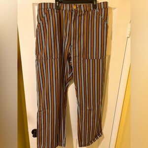 NEVER WORN: BIG BUD PRESS STRIPED LIGHT BROWN, WHITE, BLACK WORK PANTS SIZE XL